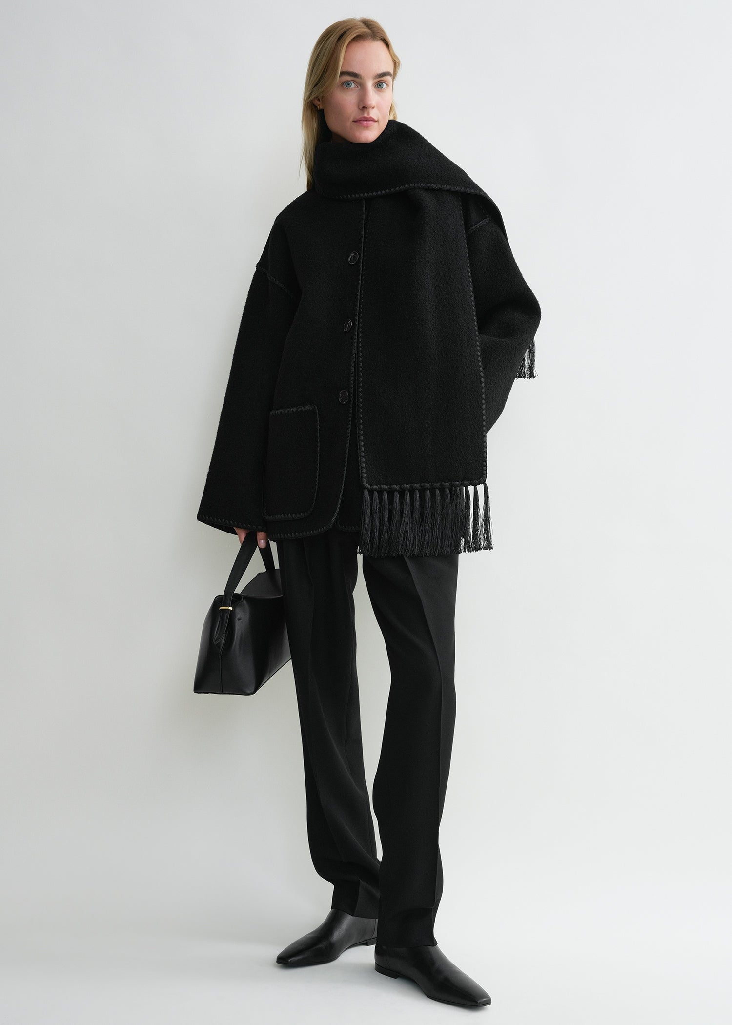 Embroidered scarf jacket black – TOTEME