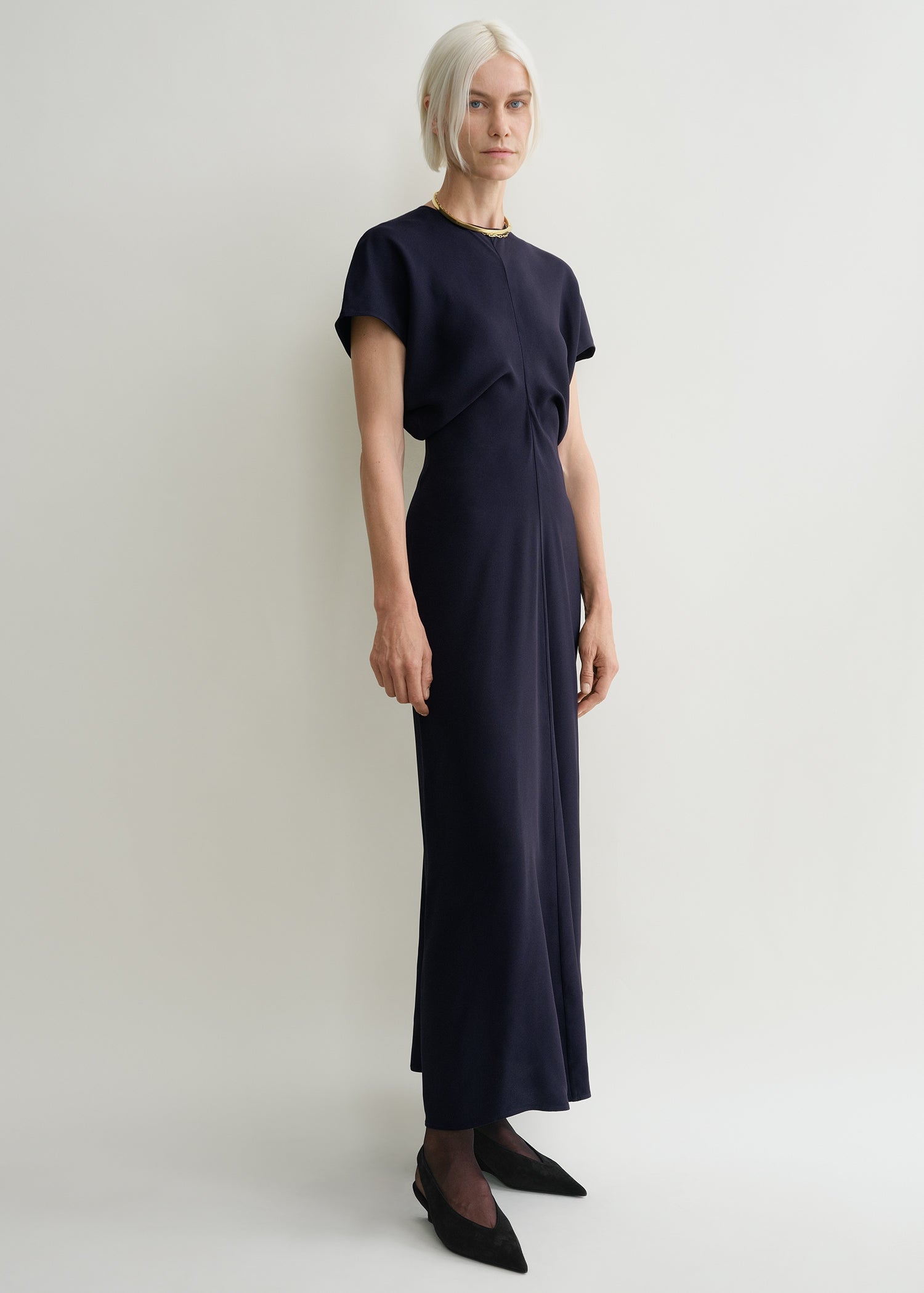 toteme dress Slouch waist dress navy – TOTEME
