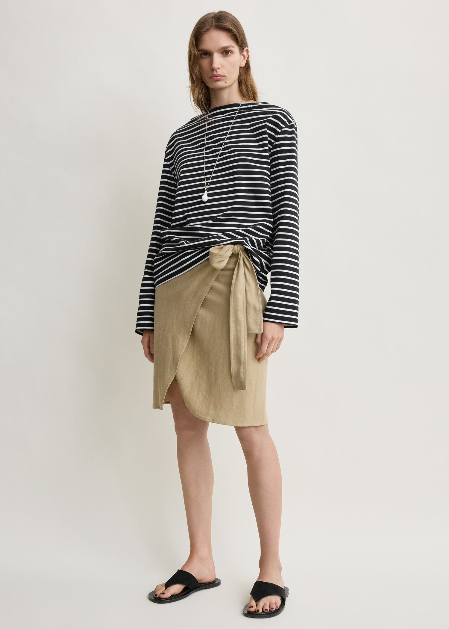 Stripe jersey long-sleeve tee black/white – TOTEME