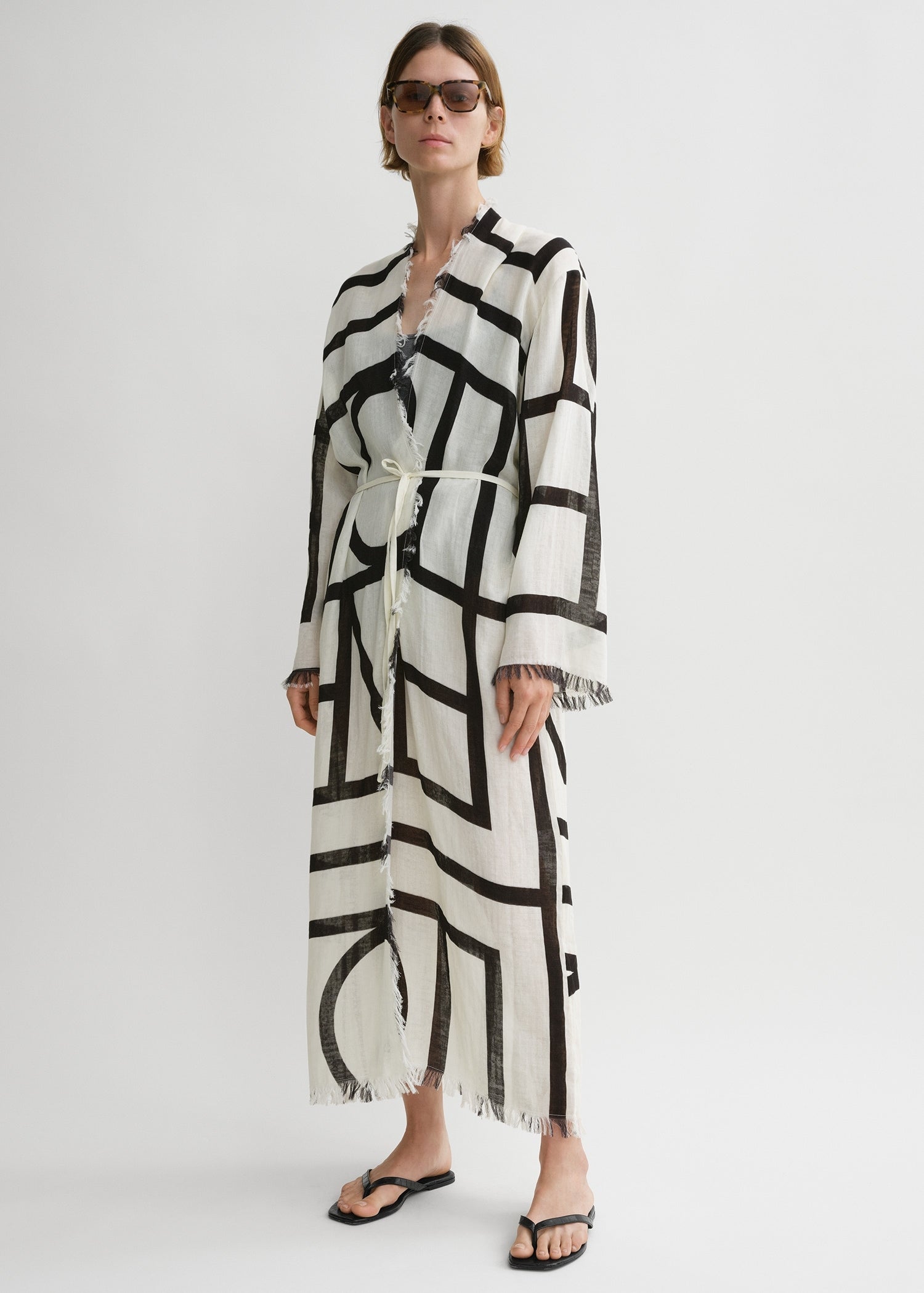 Monogram wrap dress ecru/black Monogram wrap dress ecru/black