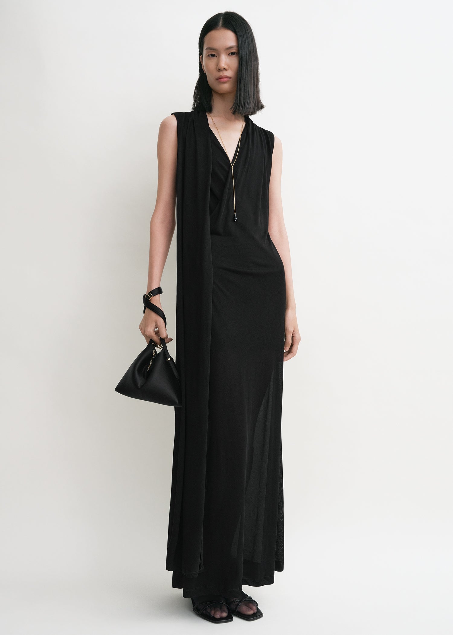 toteme silk dress Satin maxi shirt dress - black