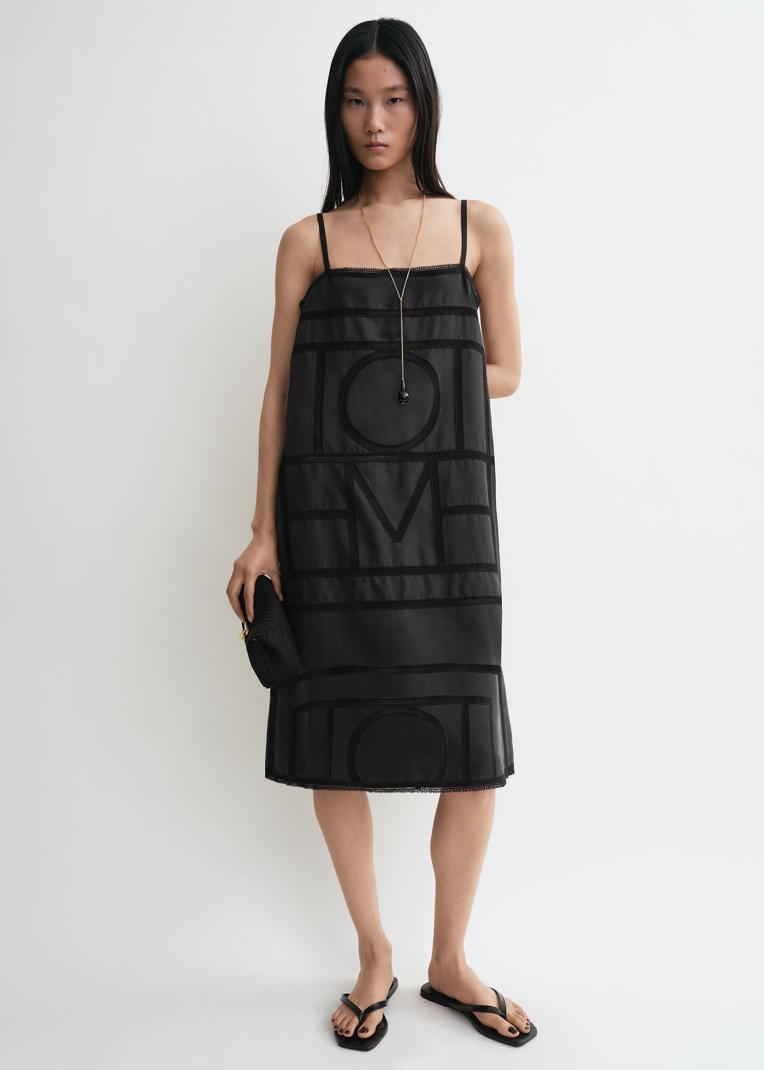 Monogram silk dress washed black TOTEME Monogram silk dress washed black TOTEME