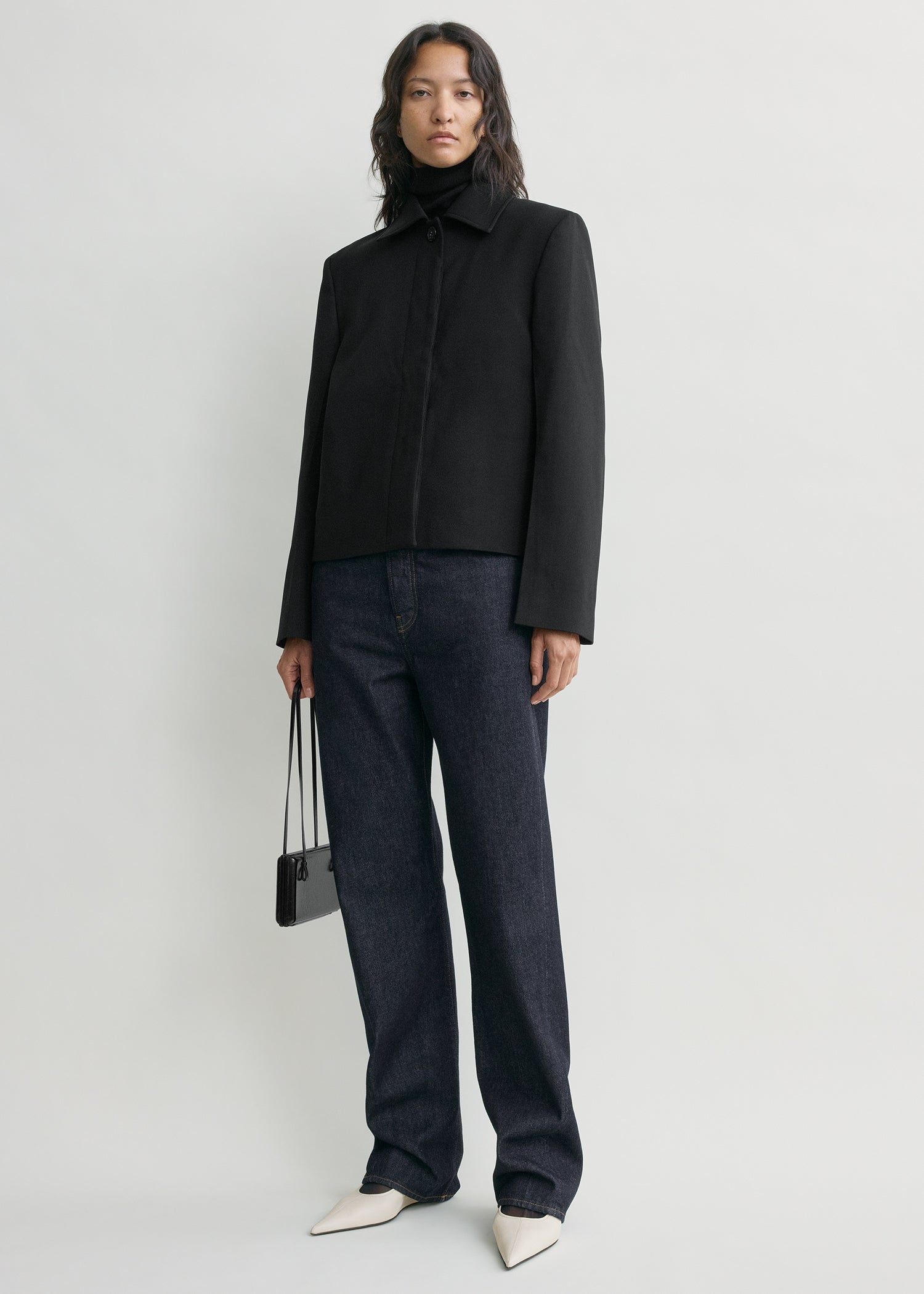 Boxy twill jacket black – TOTEME