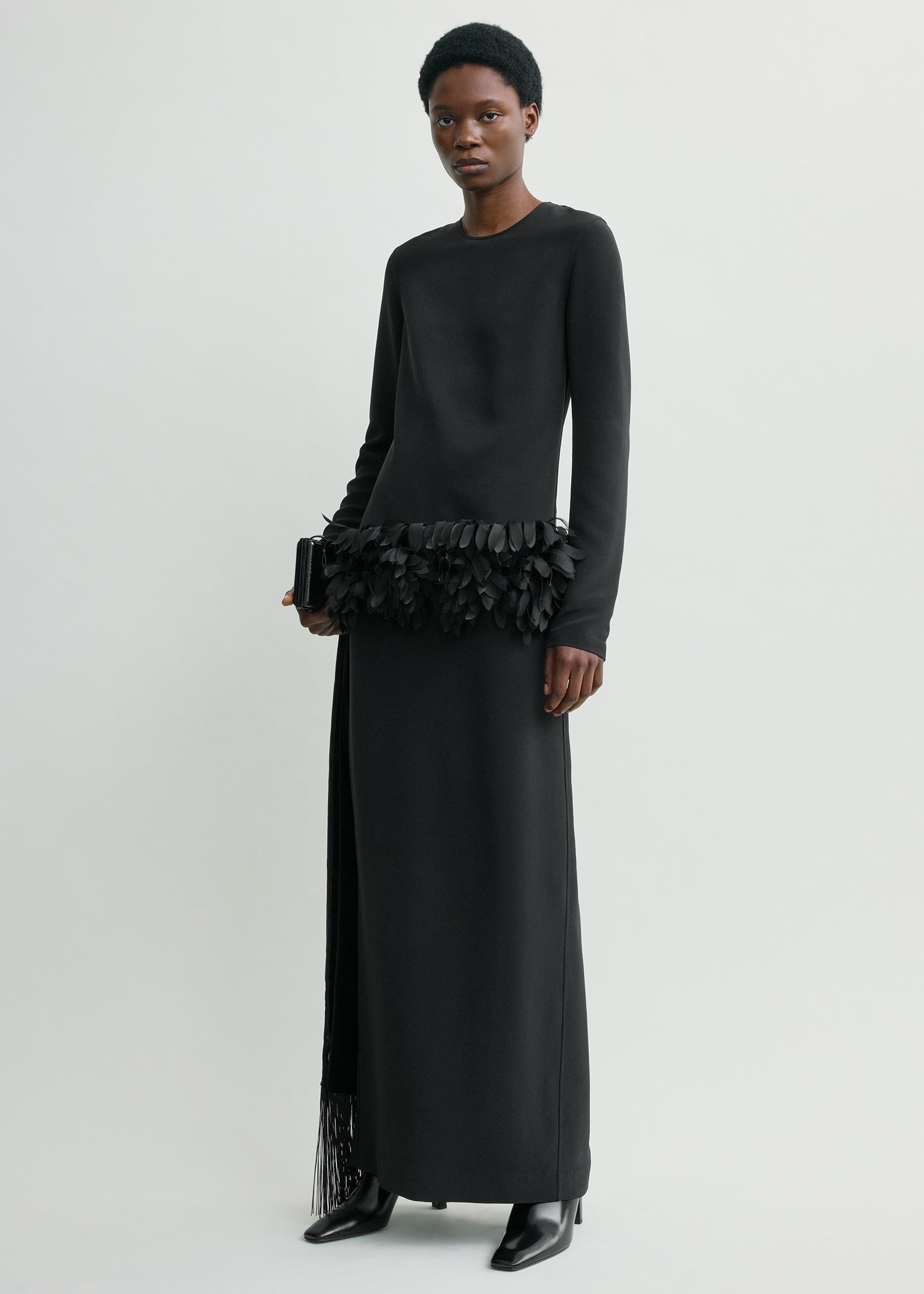 black petal dress Lucie black petal-layered strapless corset mini dress