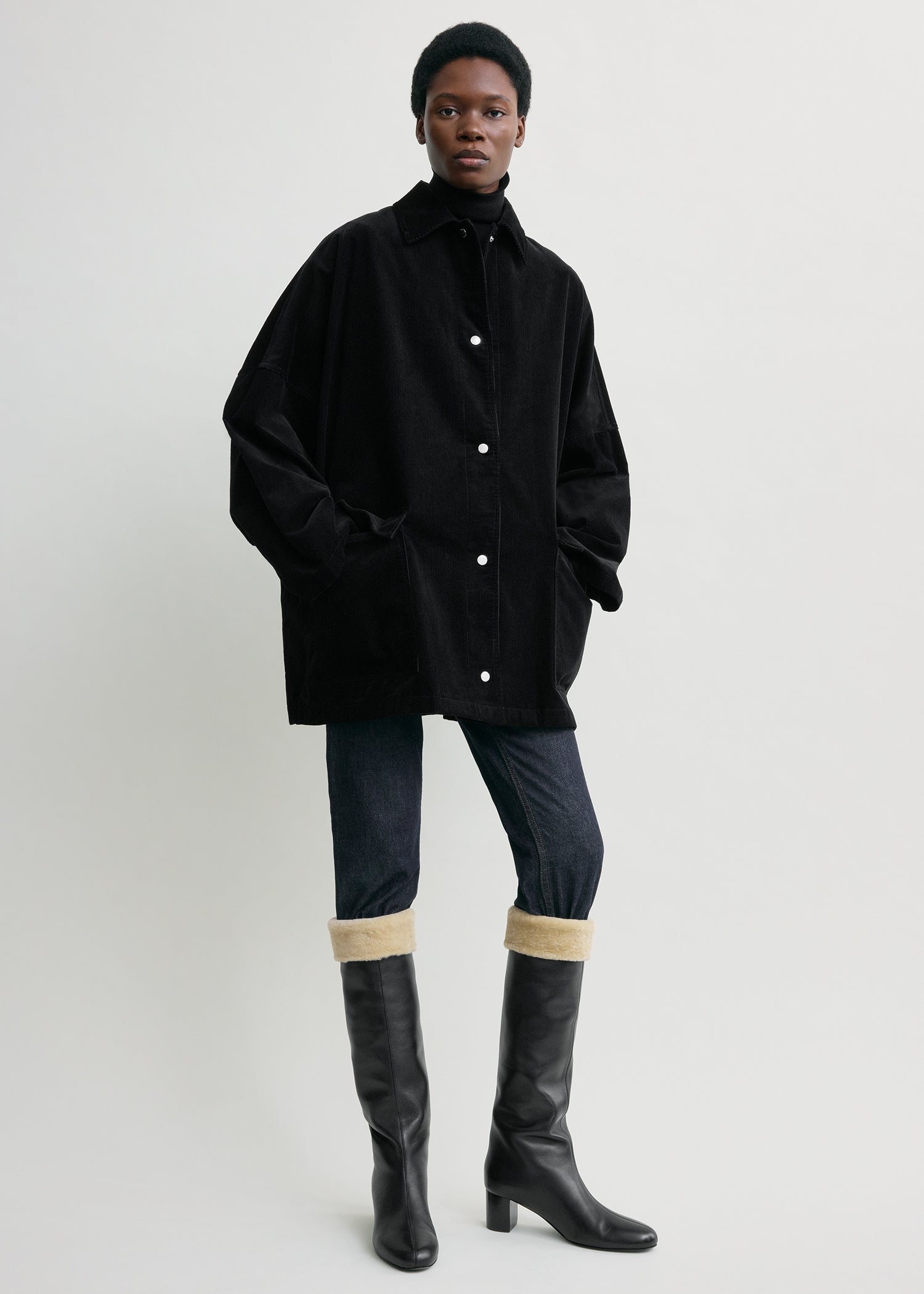 Cord overshirt jacket black – TOTEME