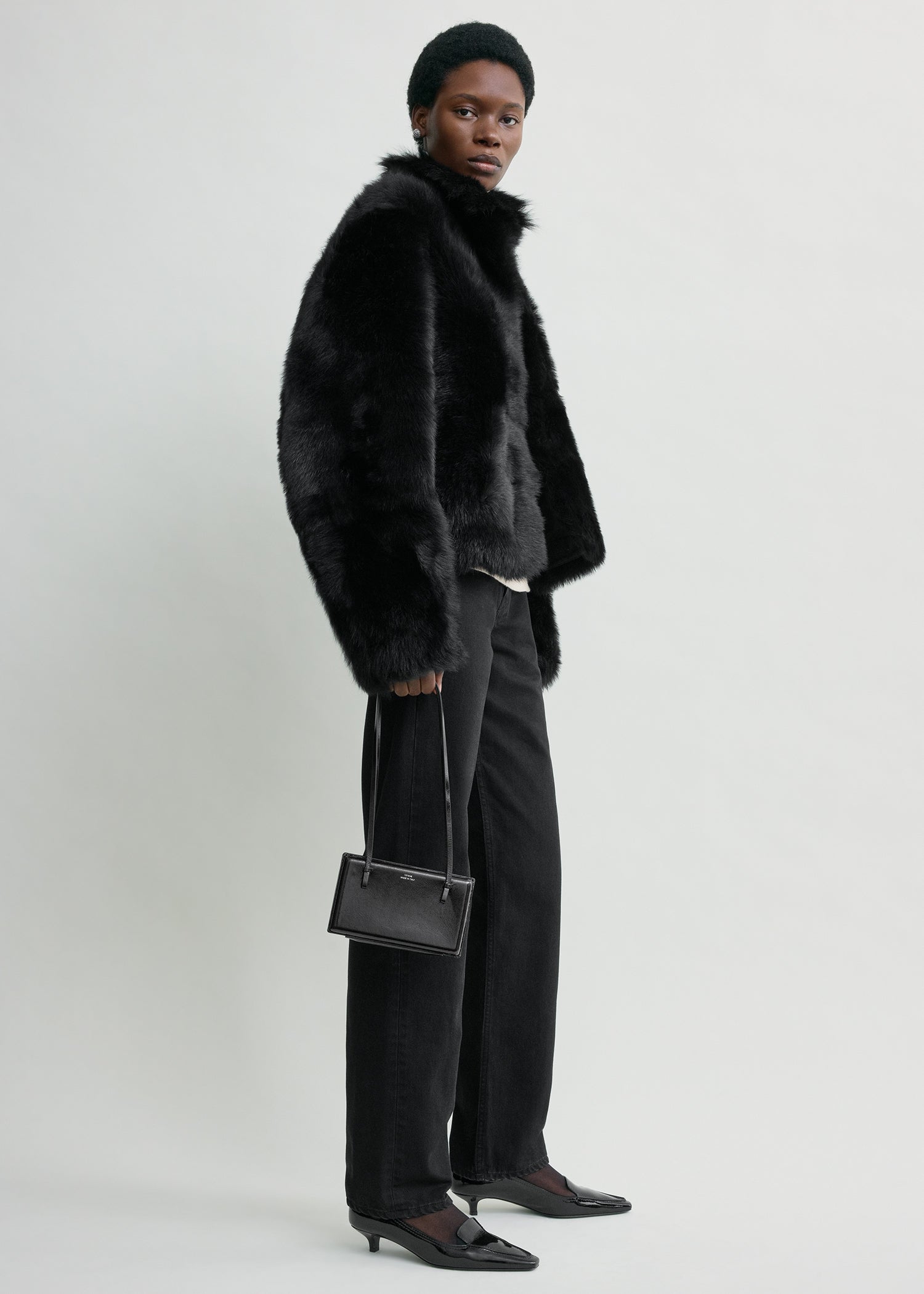 Silky shearling jacket black – TOTEME