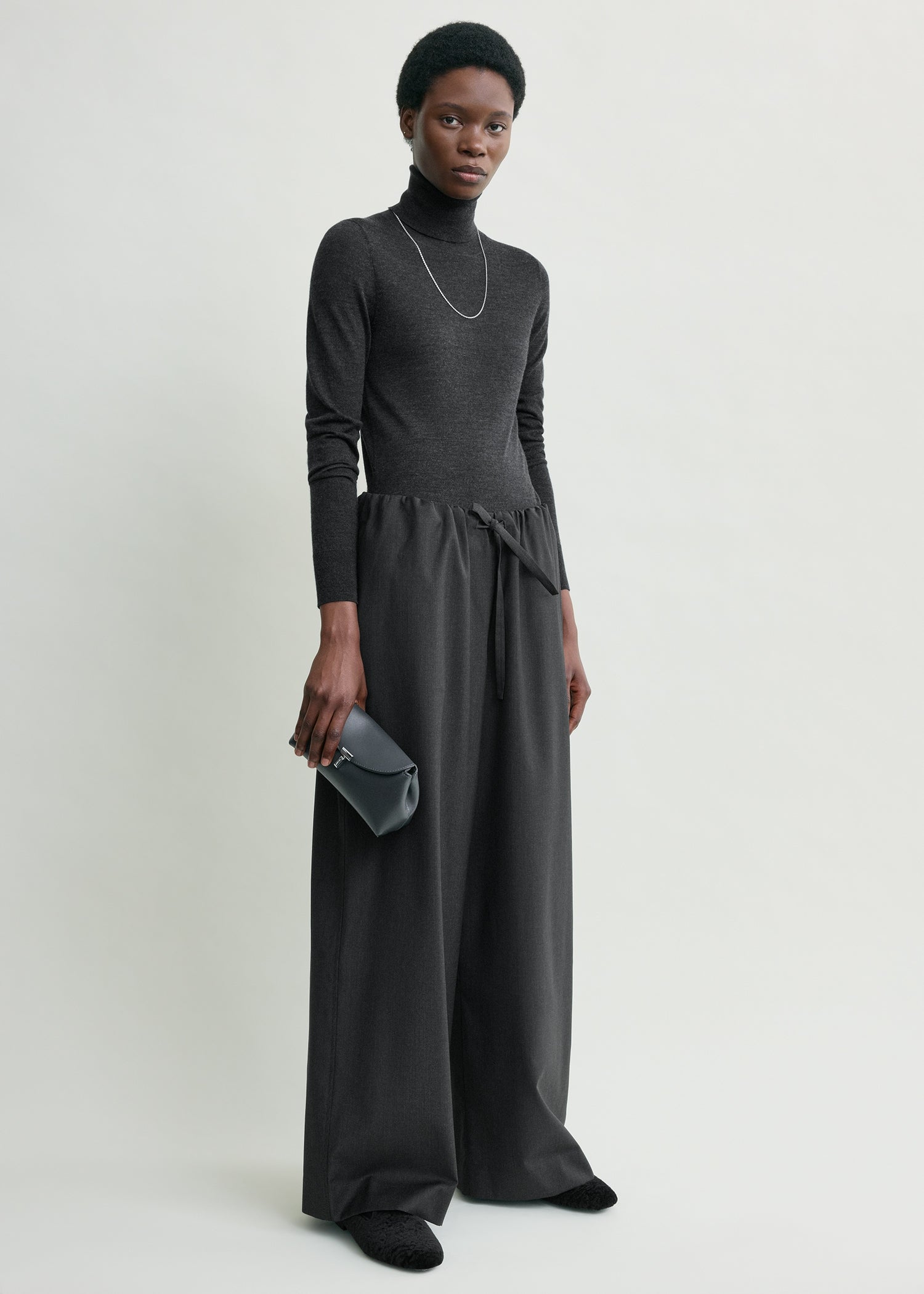 Drawstring dinner trousers charcoal melange – TOTEME