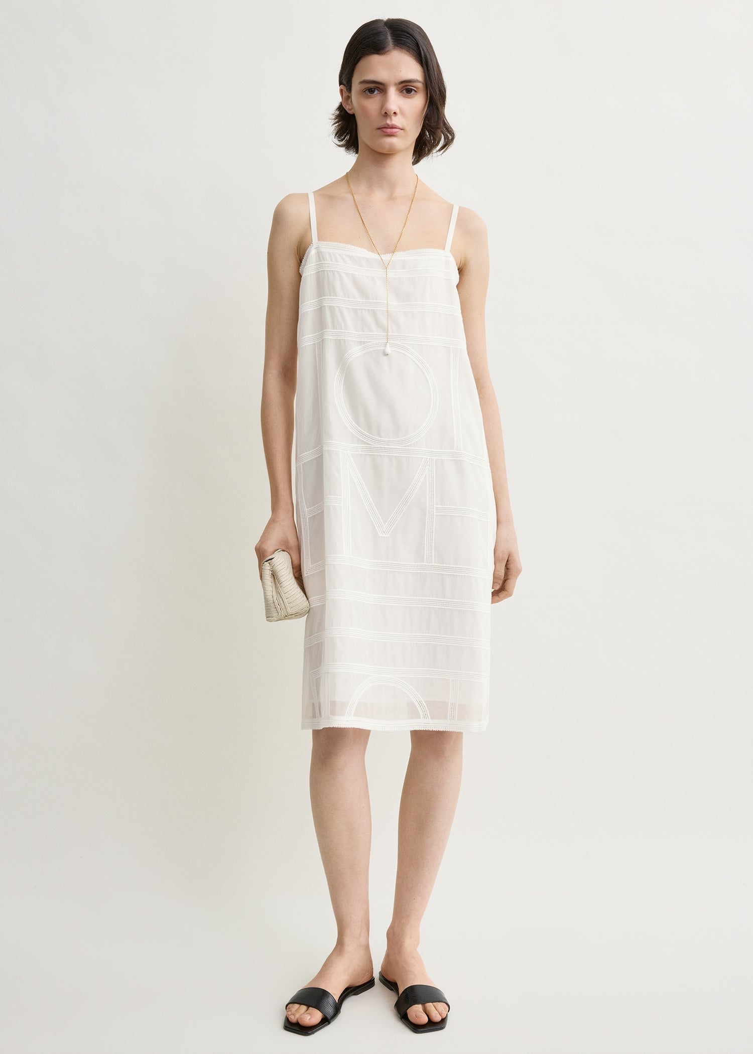 Monogram cotton voile dress white – TOTEME