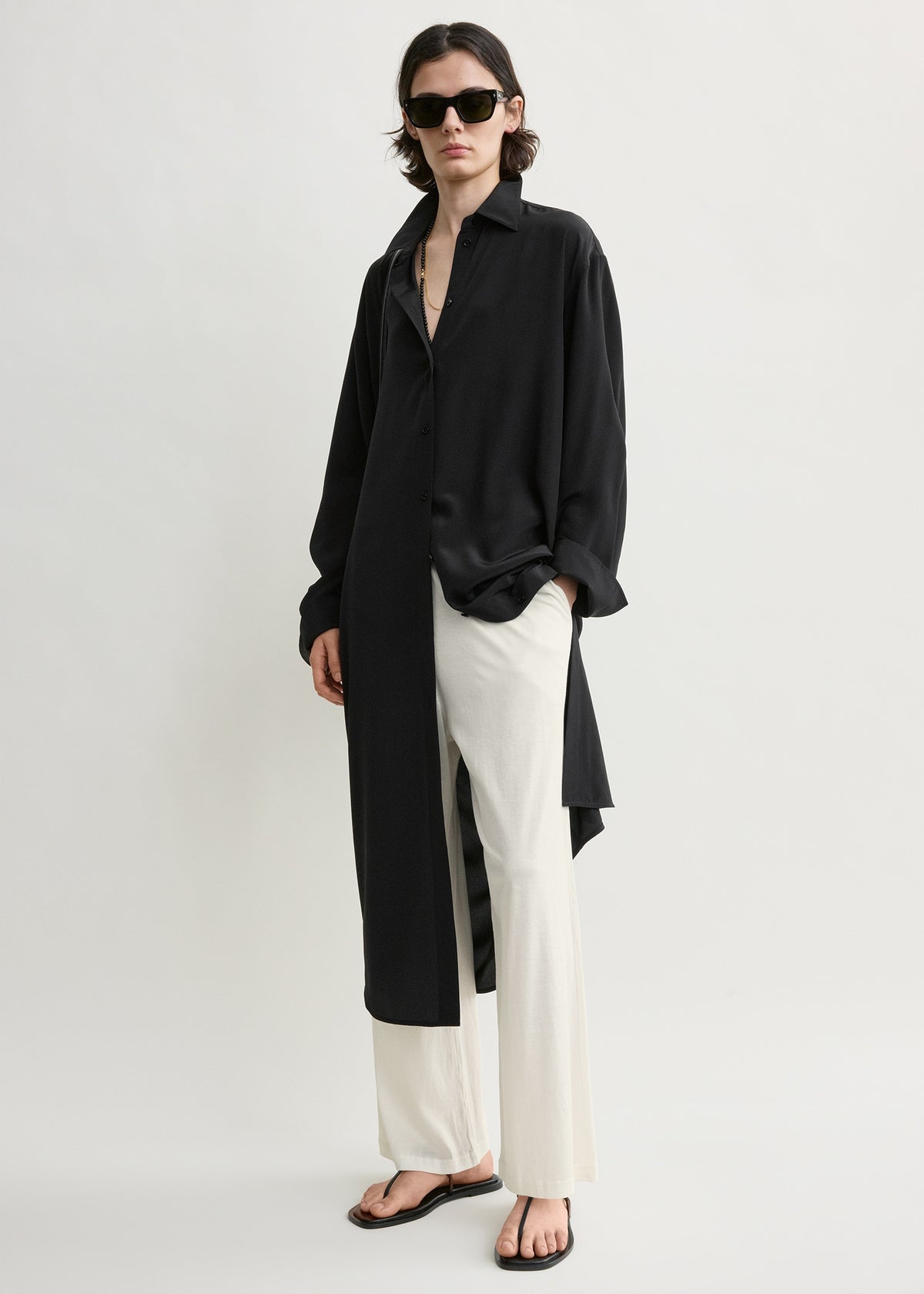 Silk shirtdress black – TOTEME