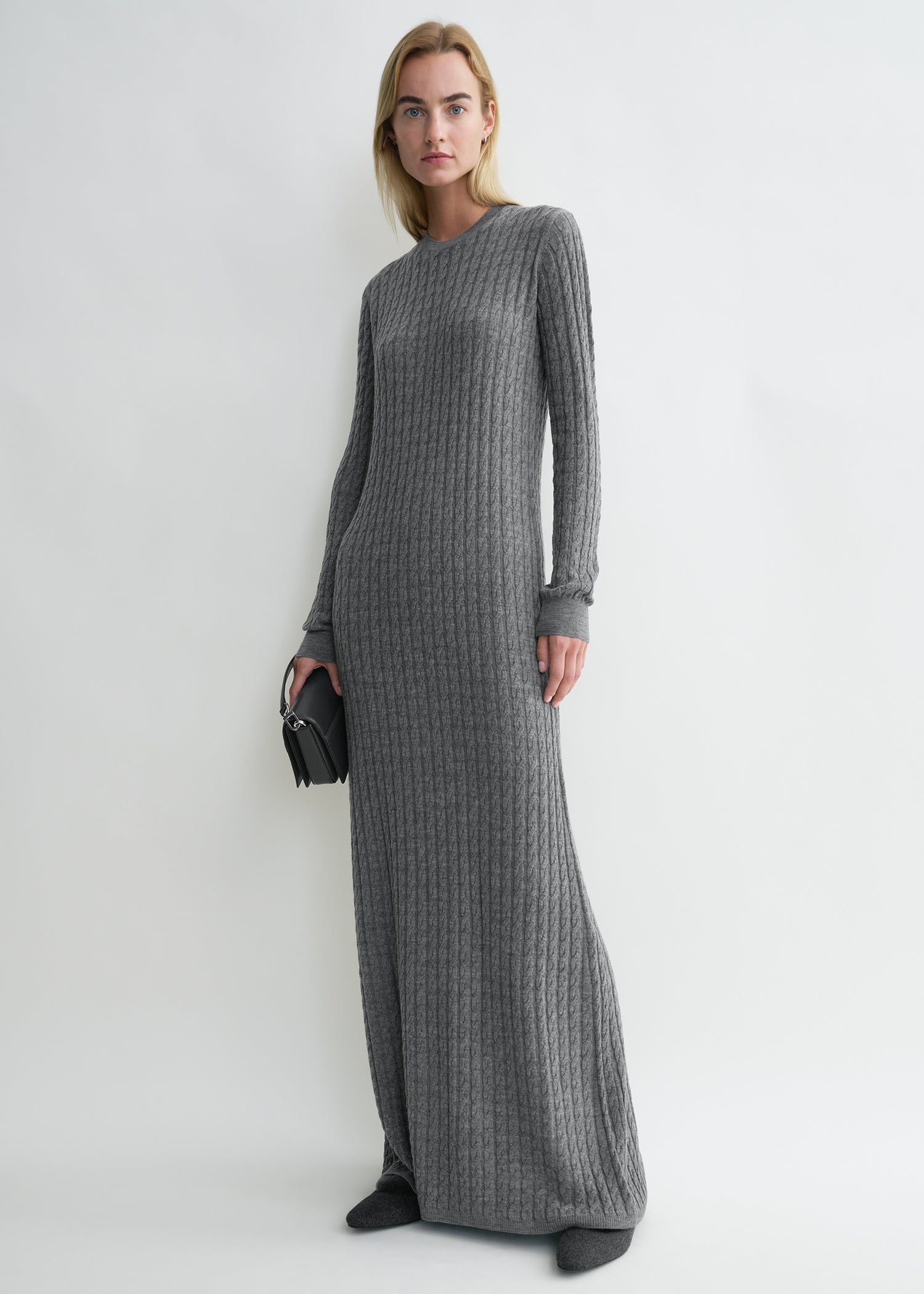 TOTEME - Cable Knit Dress Grey Melange - XL - Women TOTEME - Cable Knit Dress Grey Melange - XL - Women