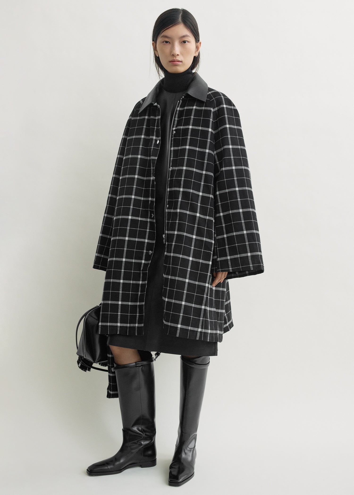 Windowpane country coat black/white – TOTEME