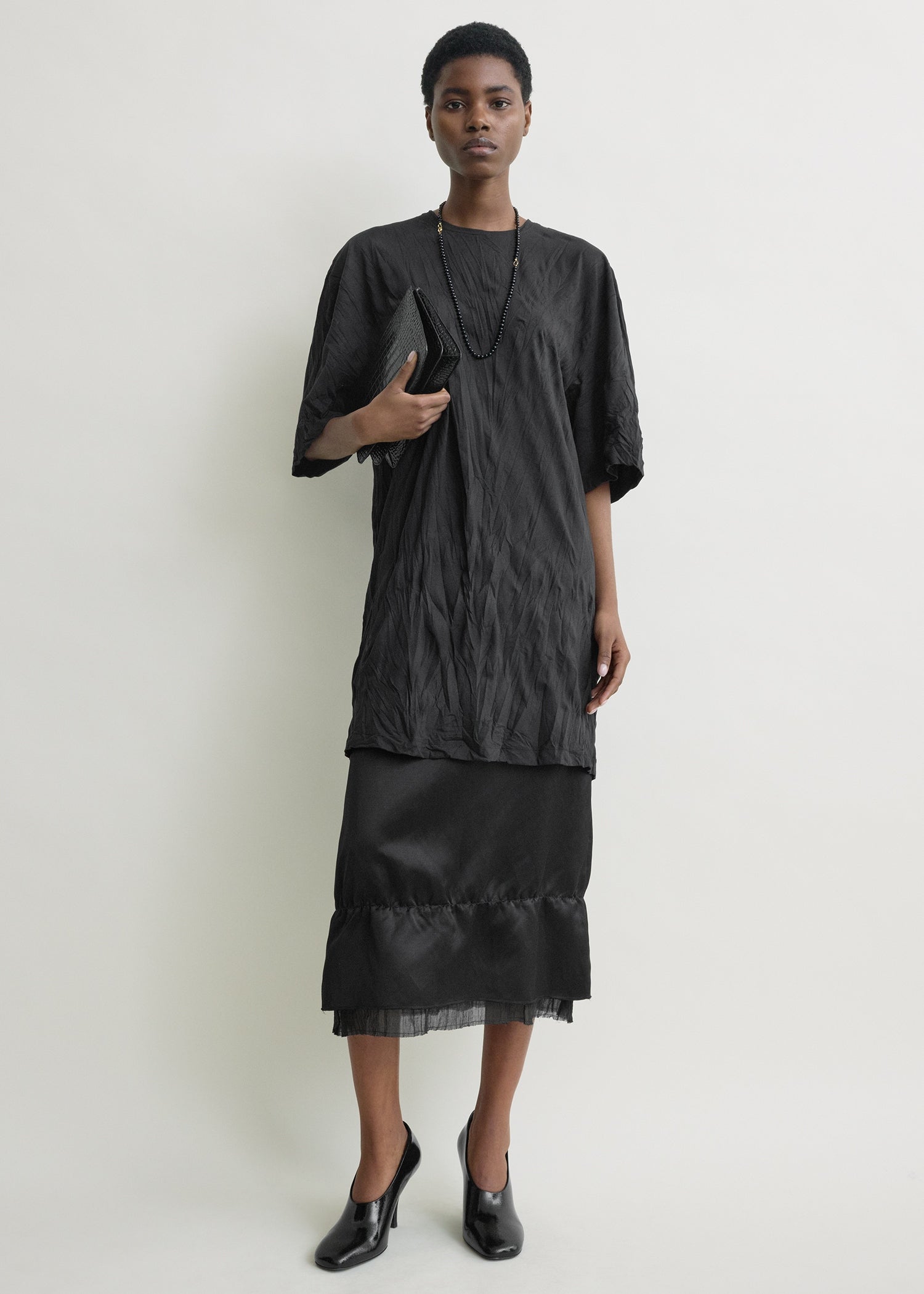 Relaxed tee dress black – TOTEME