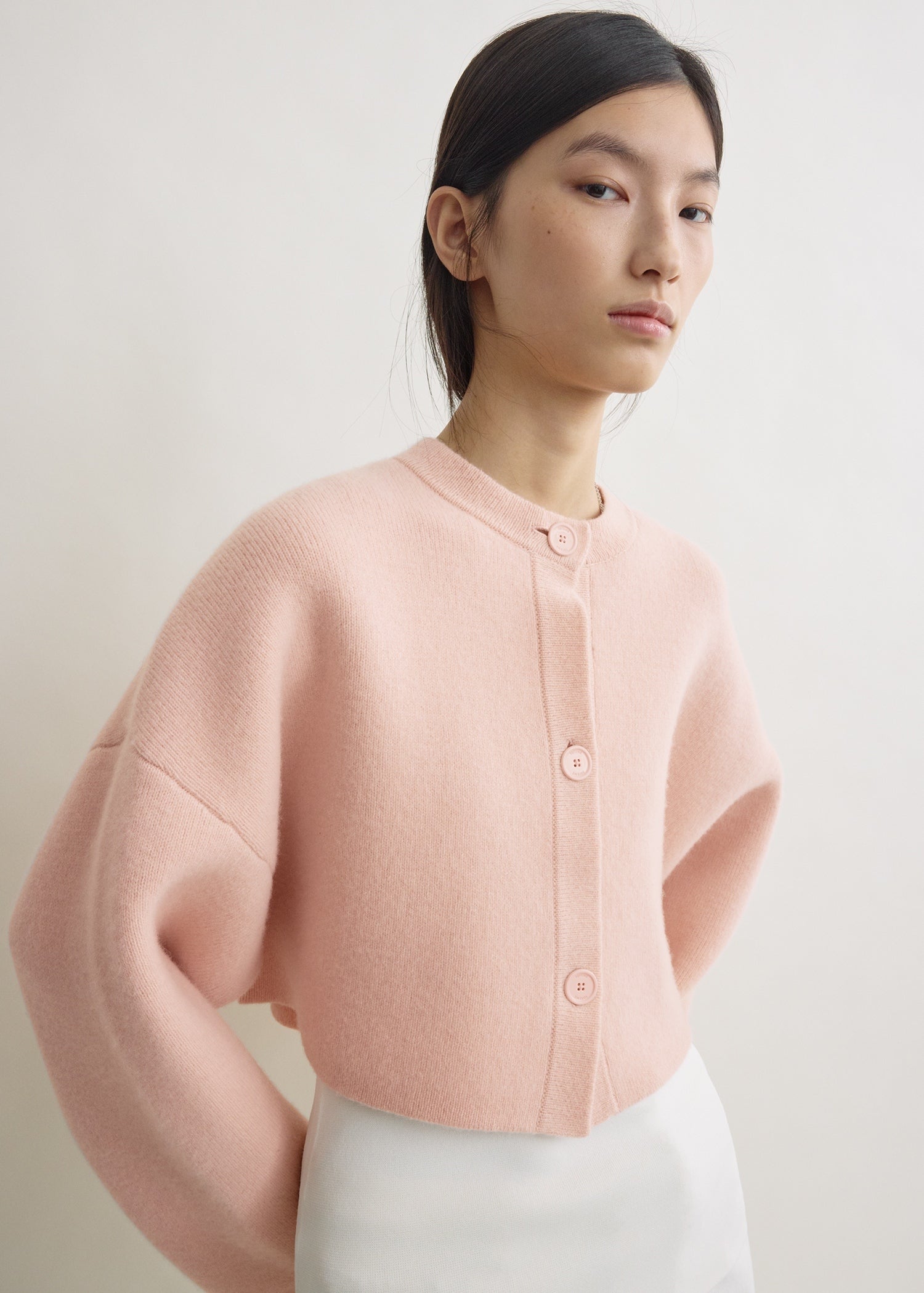 Cropped oversized cardigan flamingo – TOTEME