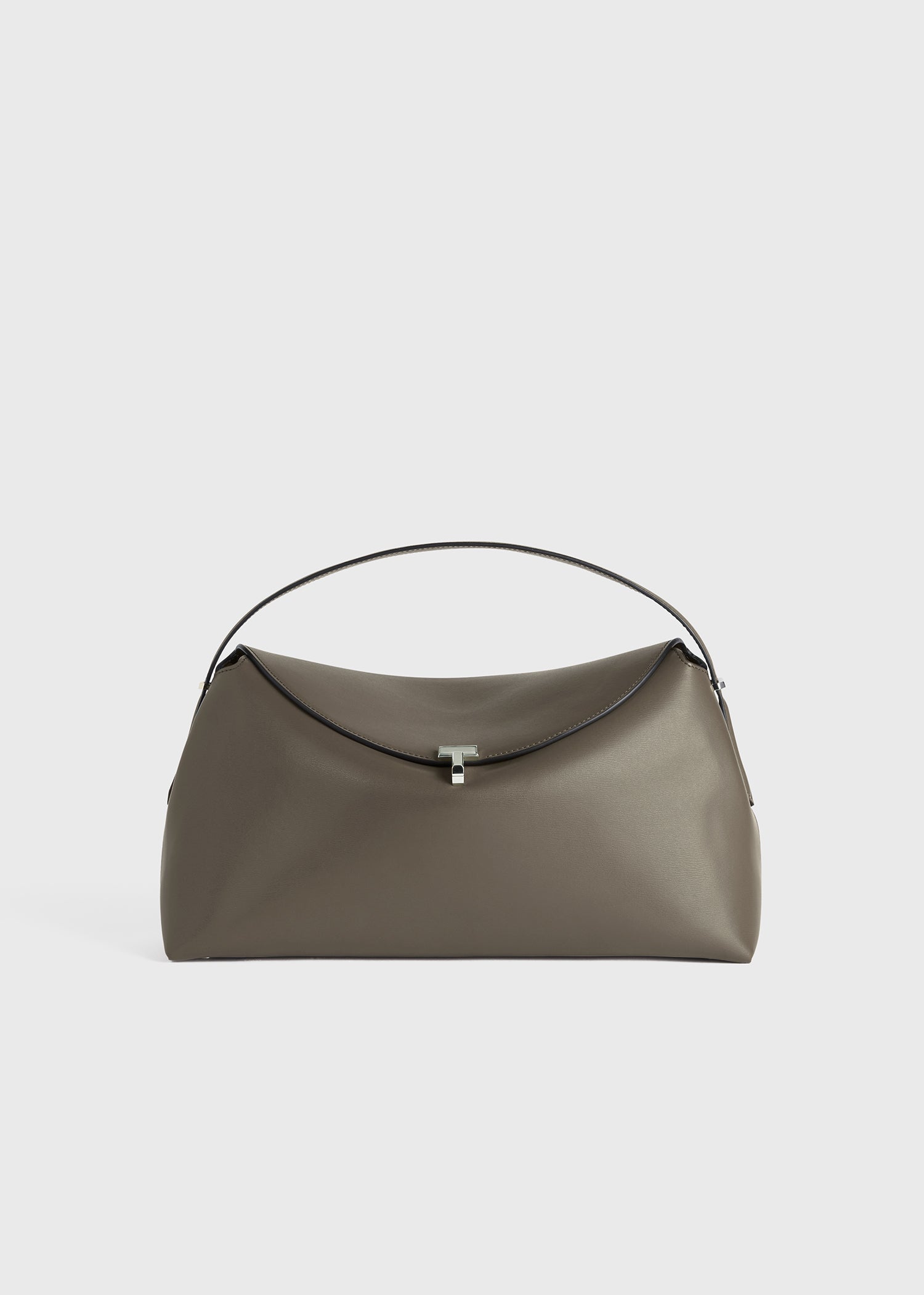 T-lock leather top handle ash – TOTEME