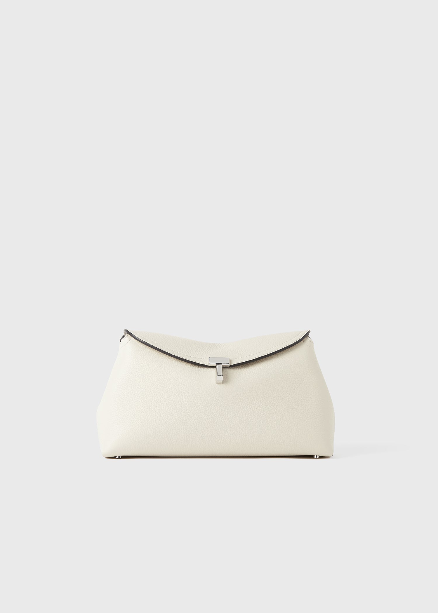 T-lock grained-leather clutch milk – TOTEME