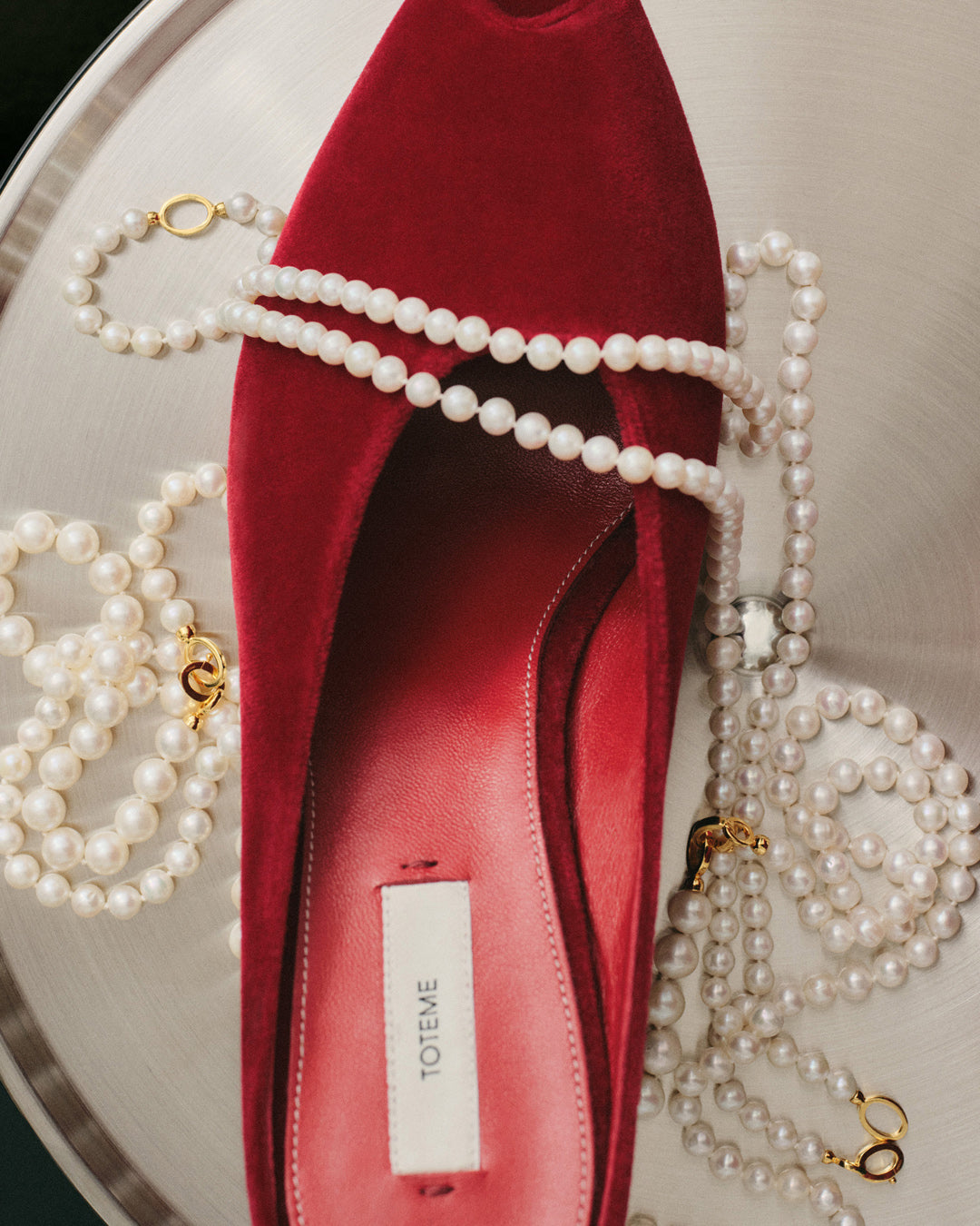 Leather asymmetric ballerinas black – TOTEME