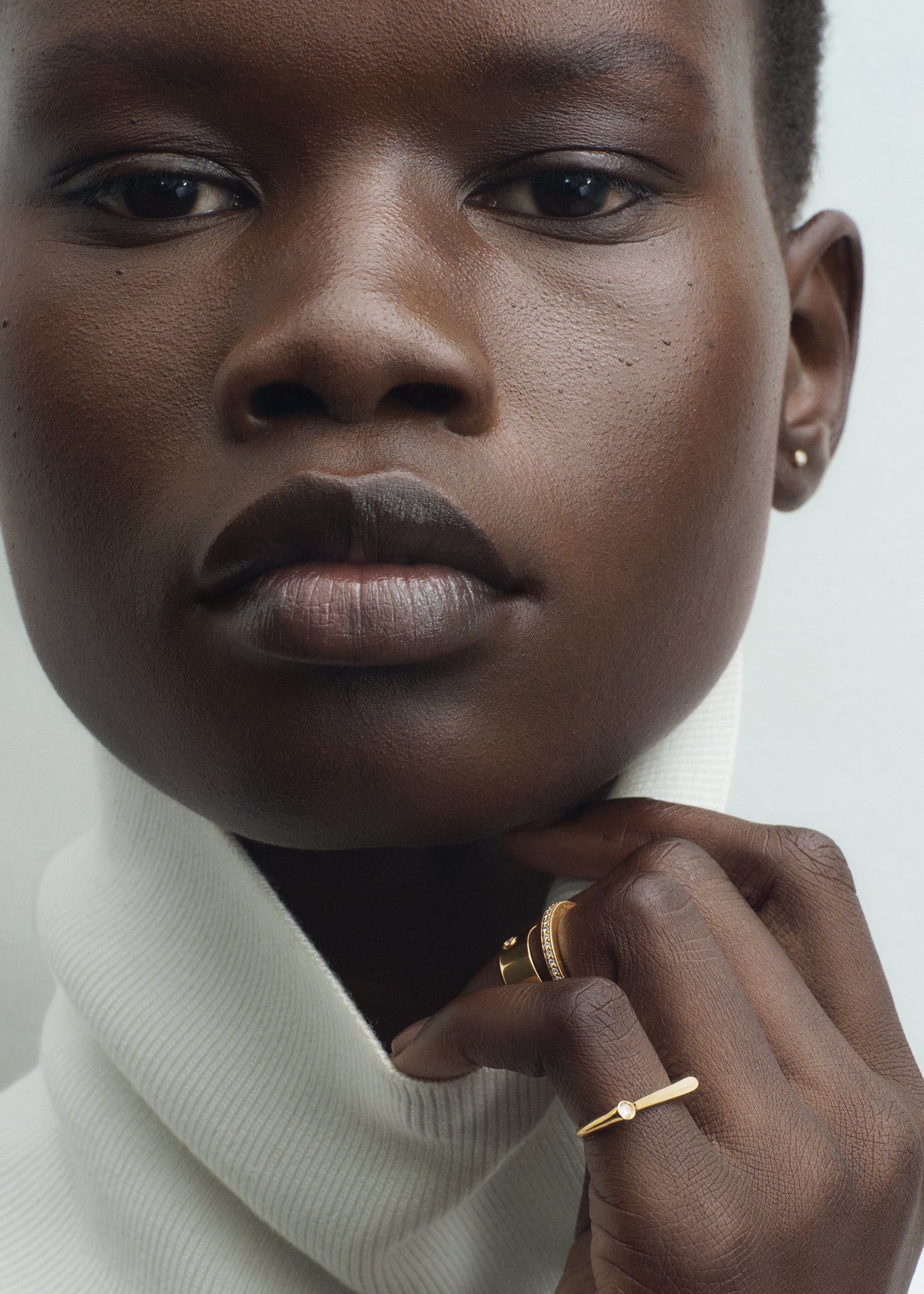 Signet diamond midi ring 18kt gold