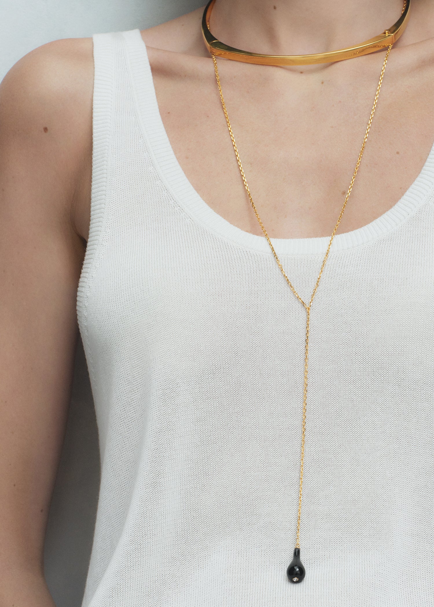 Onyx drop necklace black/gold