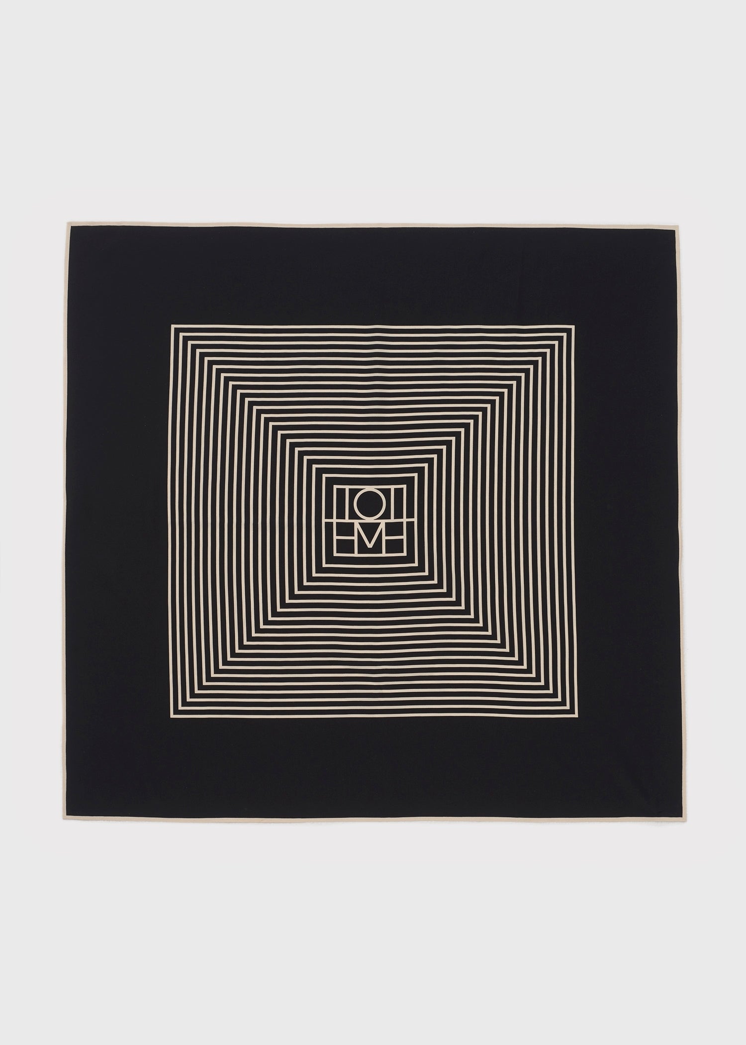 Centered monogram silk scarf black