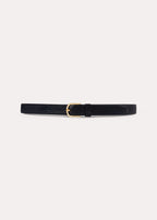 Slim leather trouser belt black