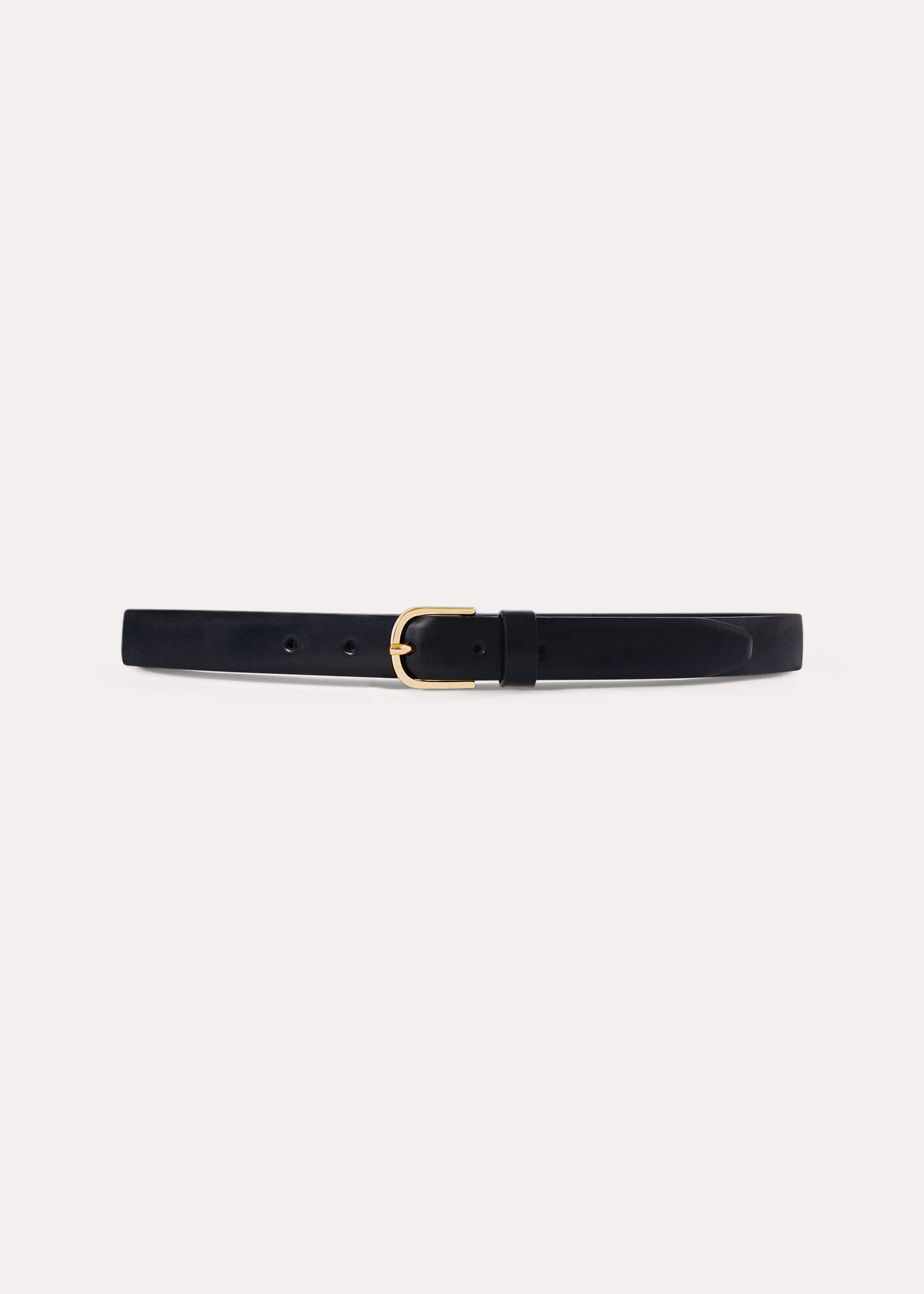 Slim leather trouser belt black
