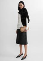 T-lock leather clutch camel
