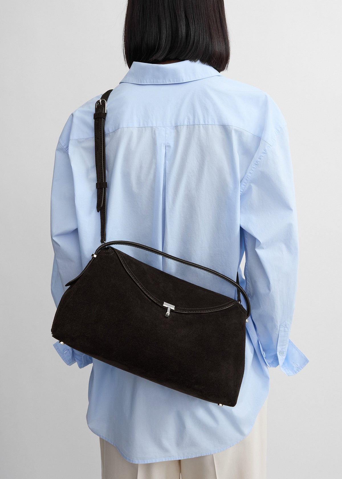 T-lock suede top handle espresso