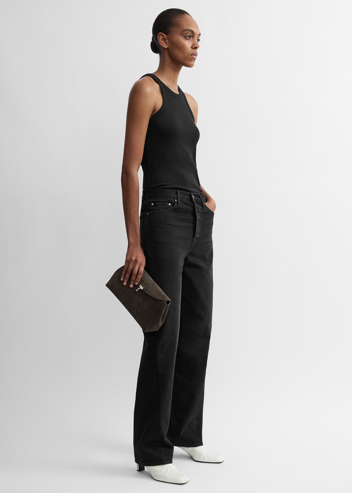 T-lock suede clutch brown
