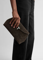 T-lock suede clutch brown