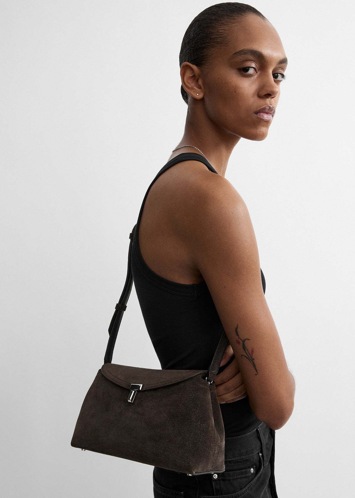 T-lock suede clutch brown