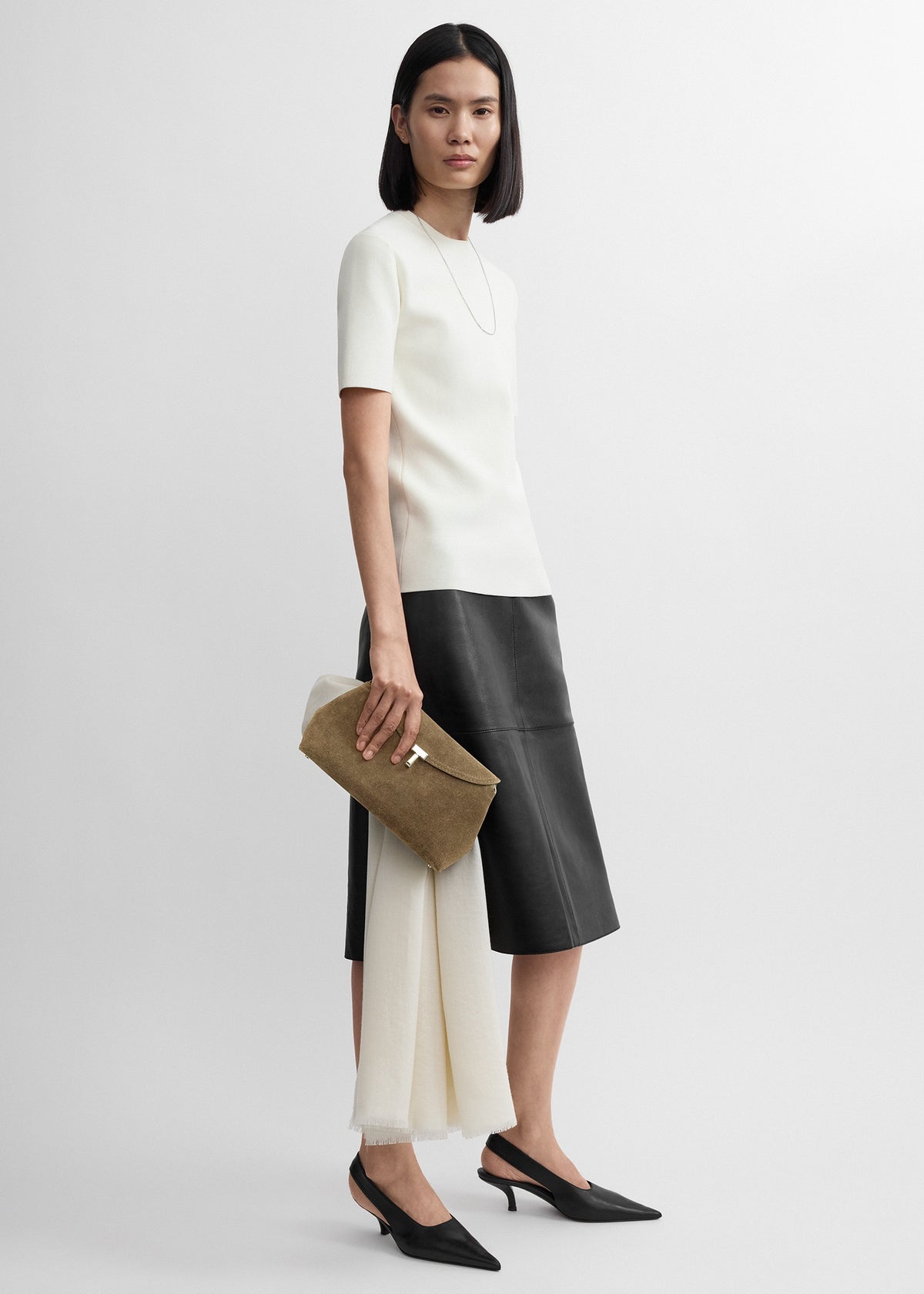 T-lock suede clutch tobacco