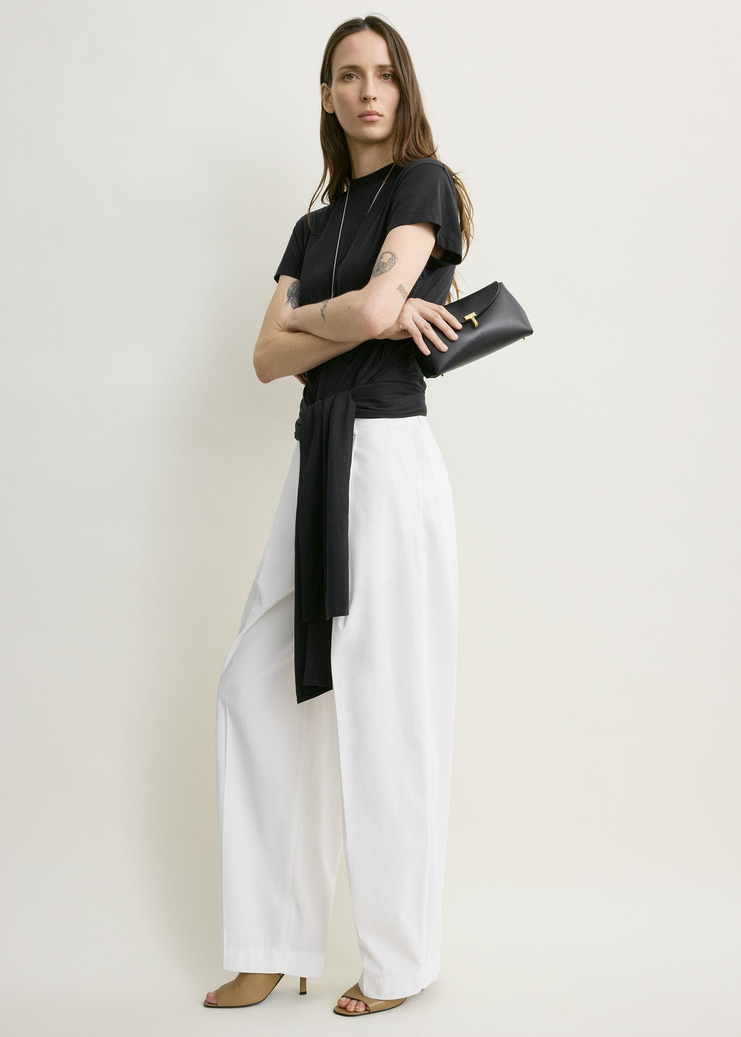 Mini T-lock leather clutch black