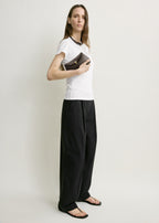 Mini T-lock leather clutch bark
