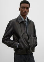 Zip leather jacket black