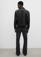 Zip leather jacket black