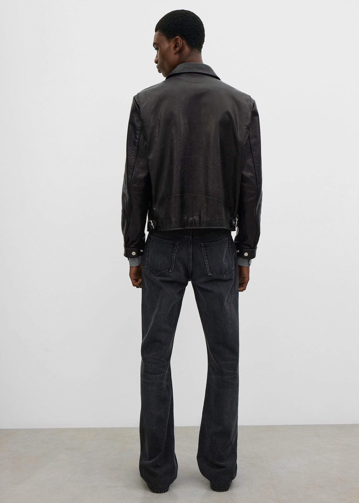 Zip leather jacket black