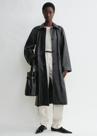 Raglan-sleeve leather coat black