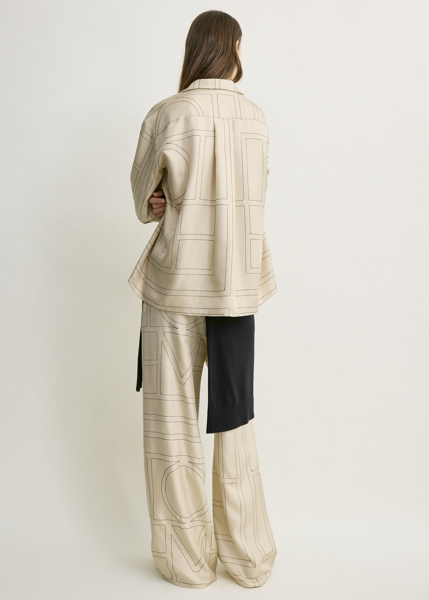 Monogram silk pj top ivory