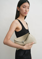 T-lock leather clutch fawn