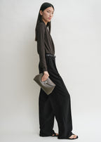 T-lock leather clutch ash