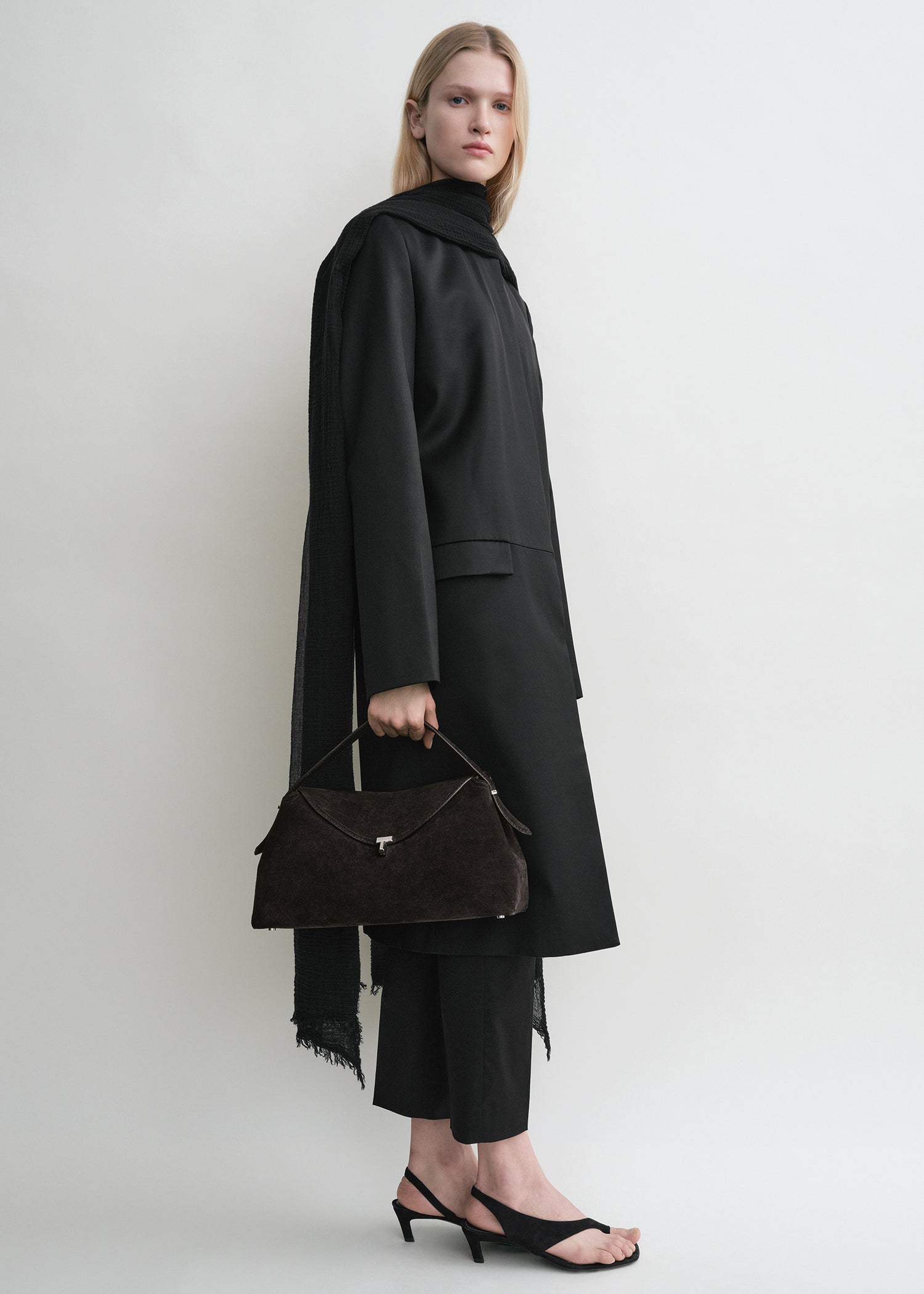 T-lock suede top handle espresso