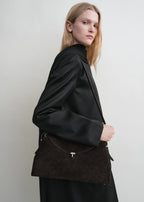 T-lock suede top handle espresso