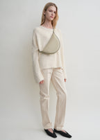 Leather scooped sling fawn