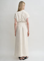 Slouch waist crinkled dress cream