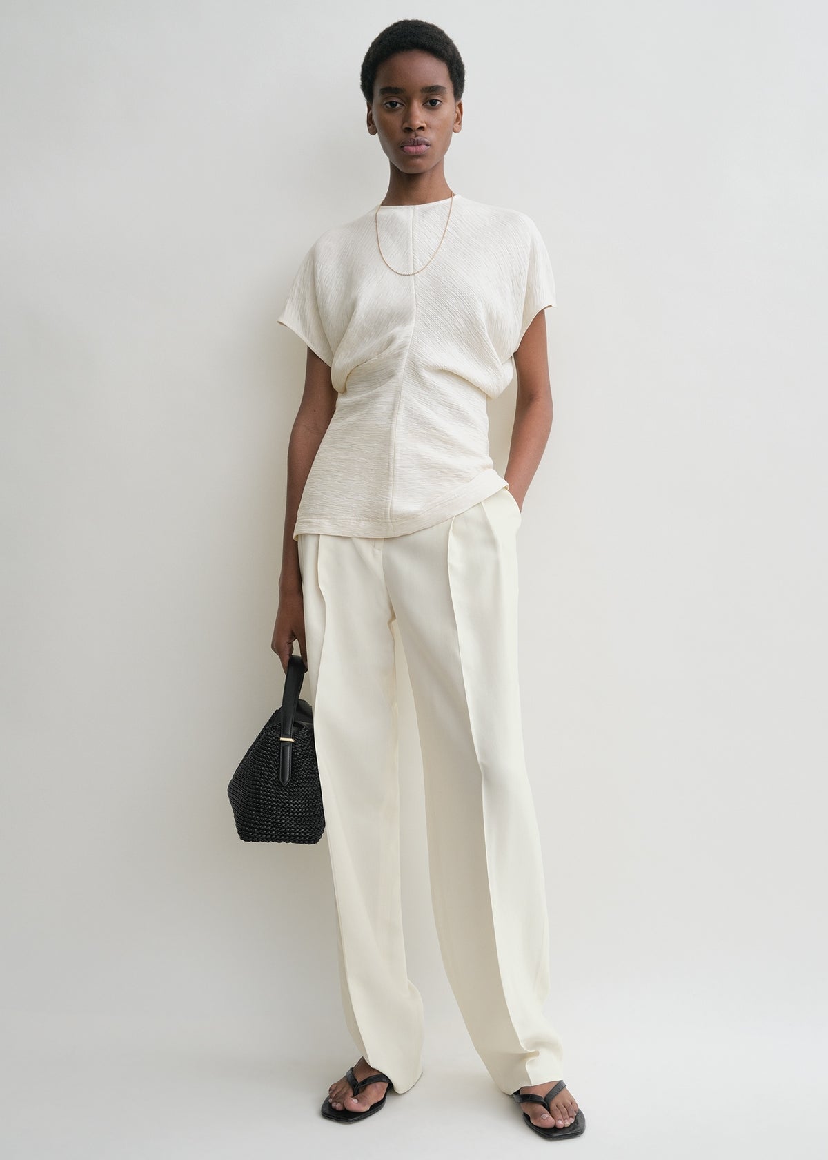 Slouch waist crinkled top