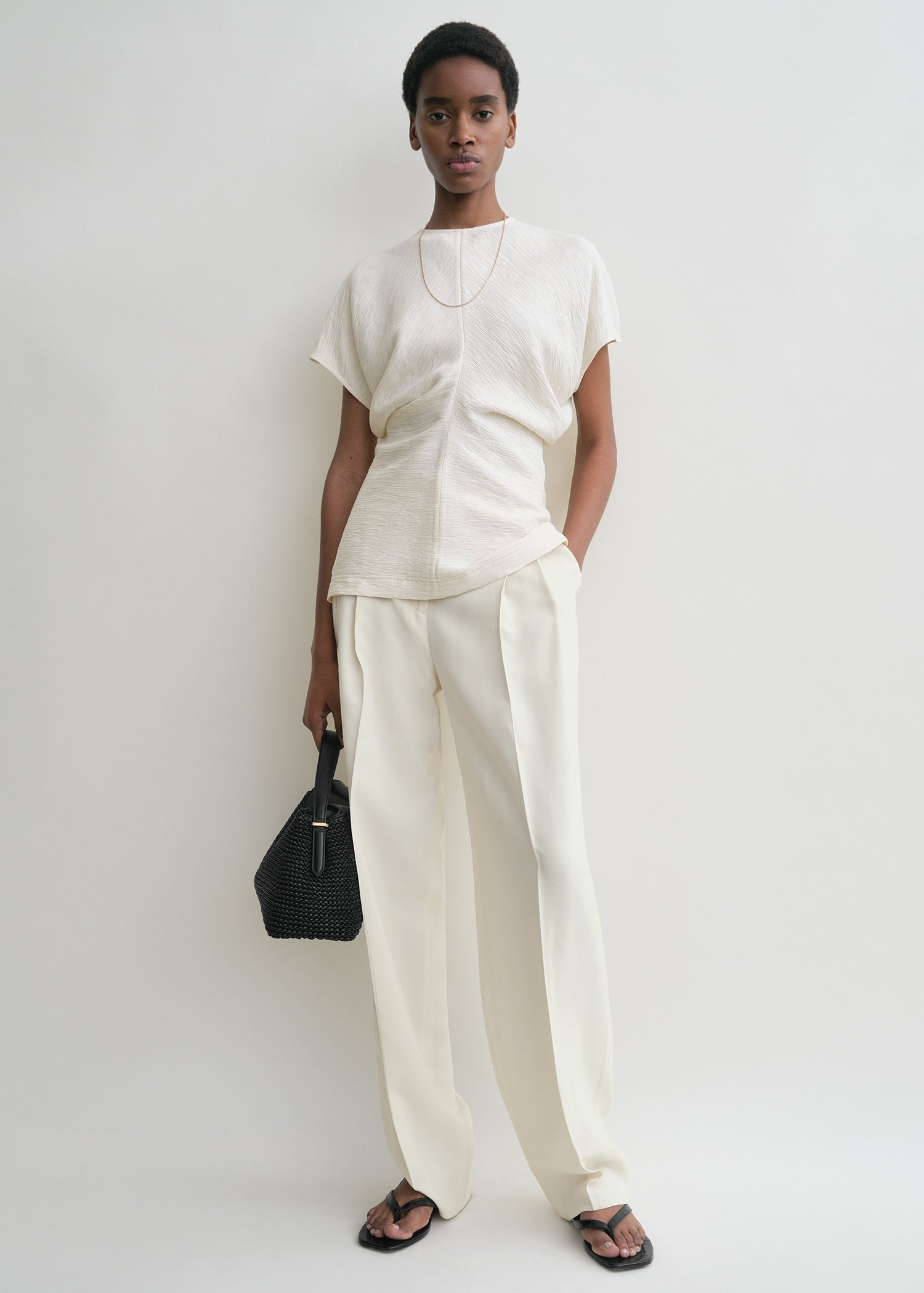 Slouch waist crinkled top