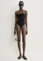 Stripe edge strapless swimsuit black