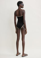 Stripe edge strapless swimsuit black