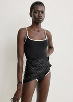 Stripe edge swimsuit black