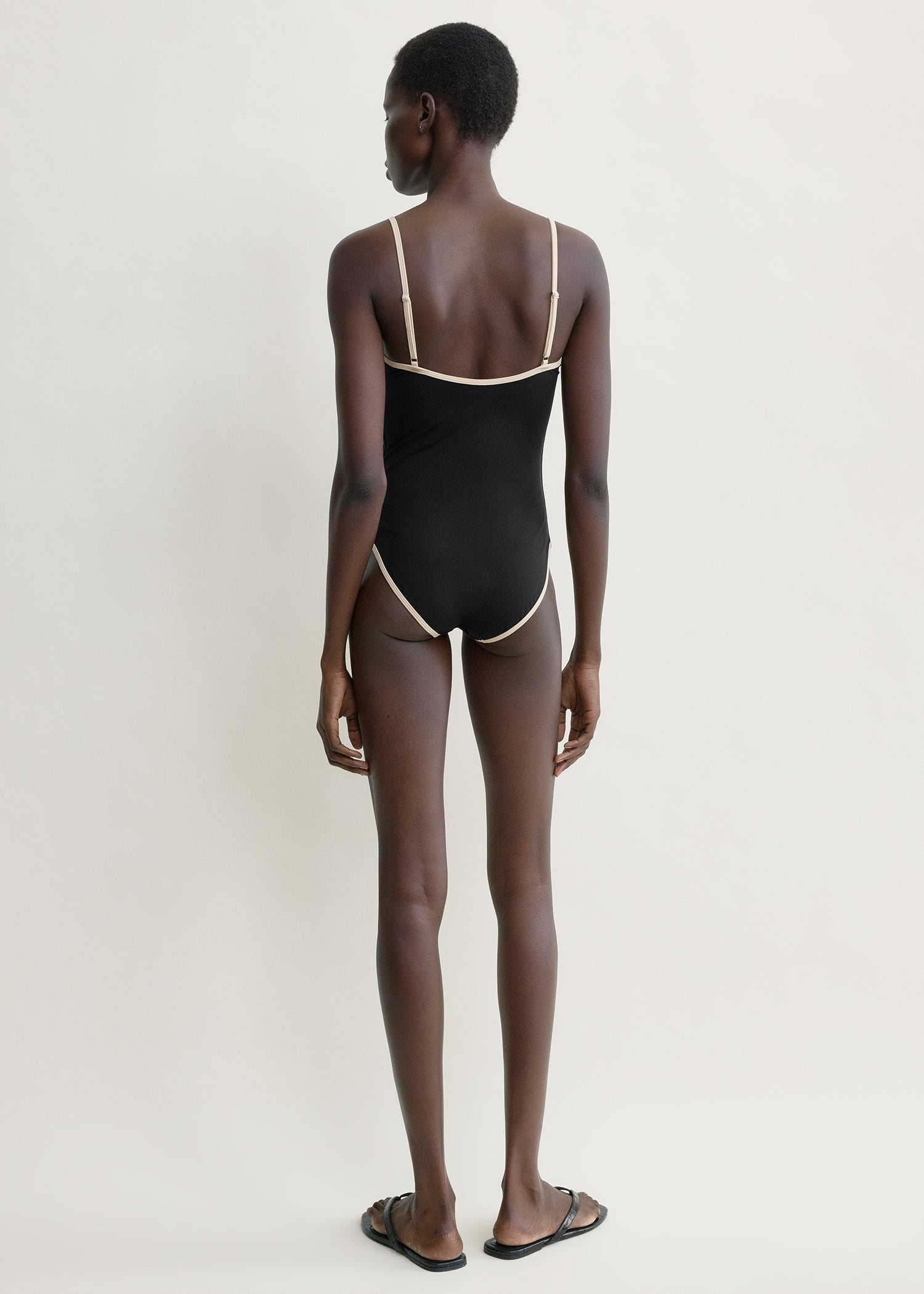 Stripe edge swimsuit black